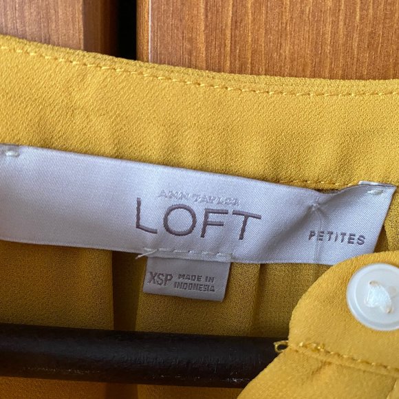 LOFT mustard blouse XSP - Picture 3 of 8